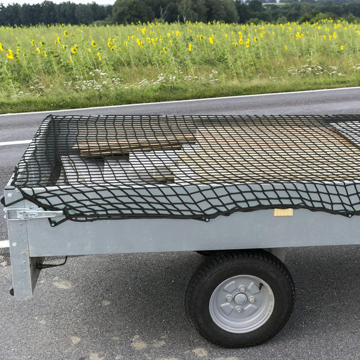 Relaxdays Anhängernetz, Gepäcknetz, dehnbar bis 3x2 Meter, schwarz 1, 1
