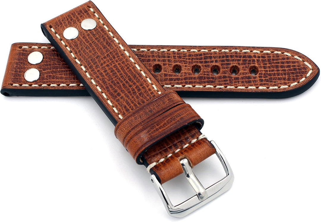 Sulla RIOS 1931 22mm Herren Leder Deutsch Uhrenarmband mit Nieten braun NT
