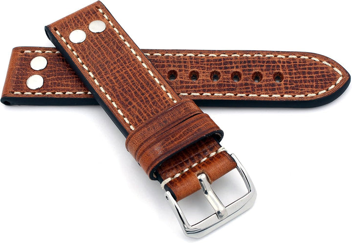 Sulla RIOS 1931 22mm Herren Leder Deutsch Uhrenarmband mit Nieten braun NT