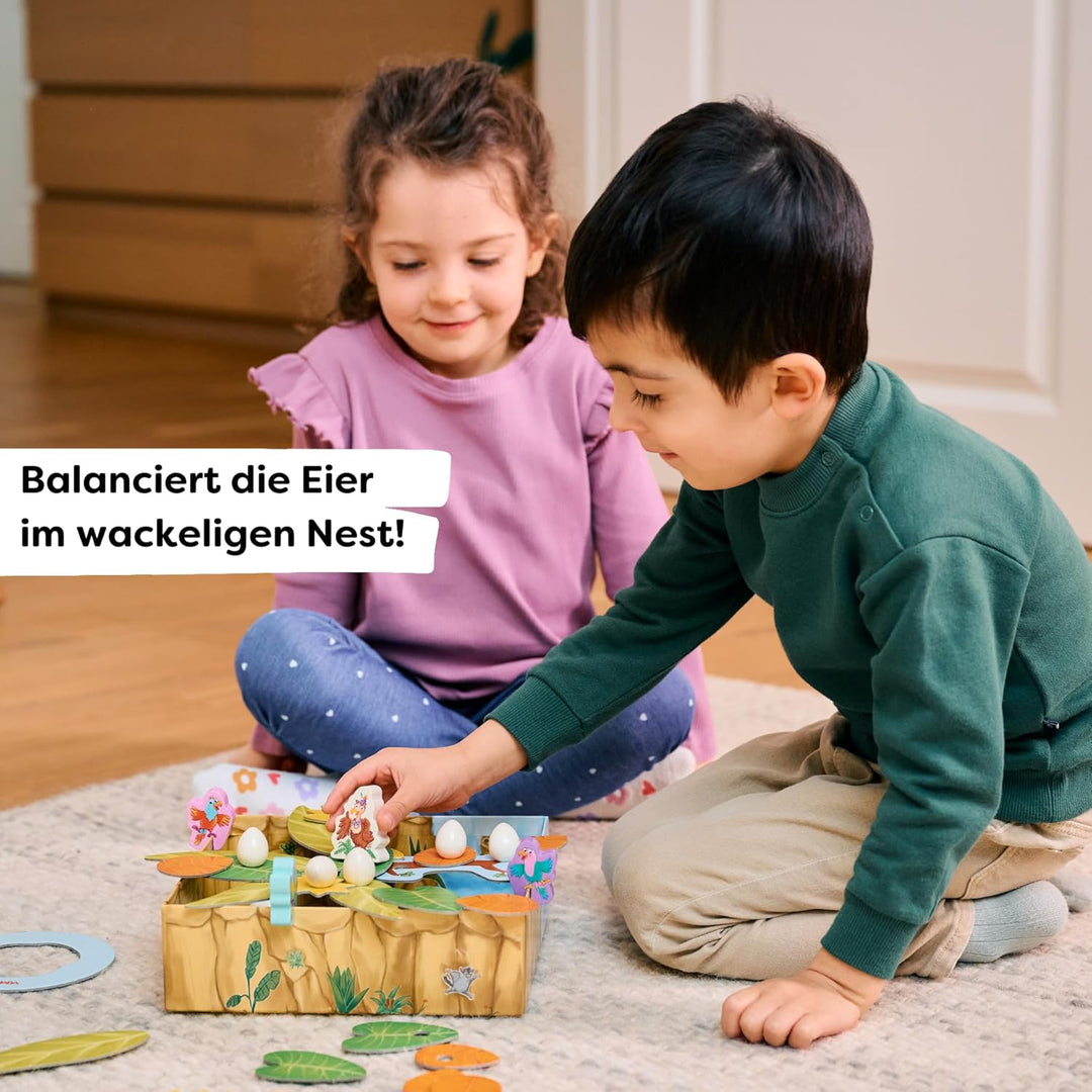 HABA Auweia, Frau Geier! – Spannendes Geschicklichkeitsspiel aus Holz, Nestbau, für Kinder ab 3 Jahr