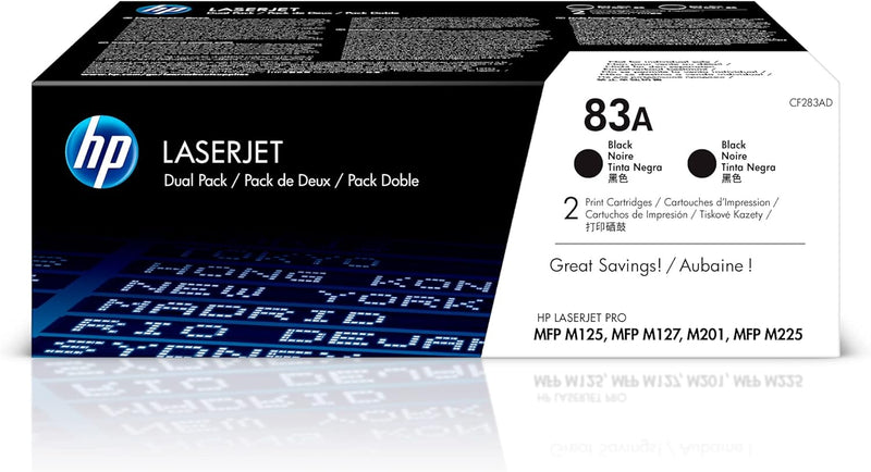 HP CF283AD 83A Original LaserJet Tonerkartuschen, Schwarz, Doppelpack Multipack Single, Multipack Si