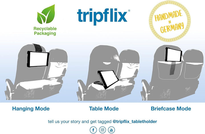 TRIPFLIX ® MAX universal Tablethalter für Flugzeugsitze | roll- und Faltbare Halterung | Ultraleicht