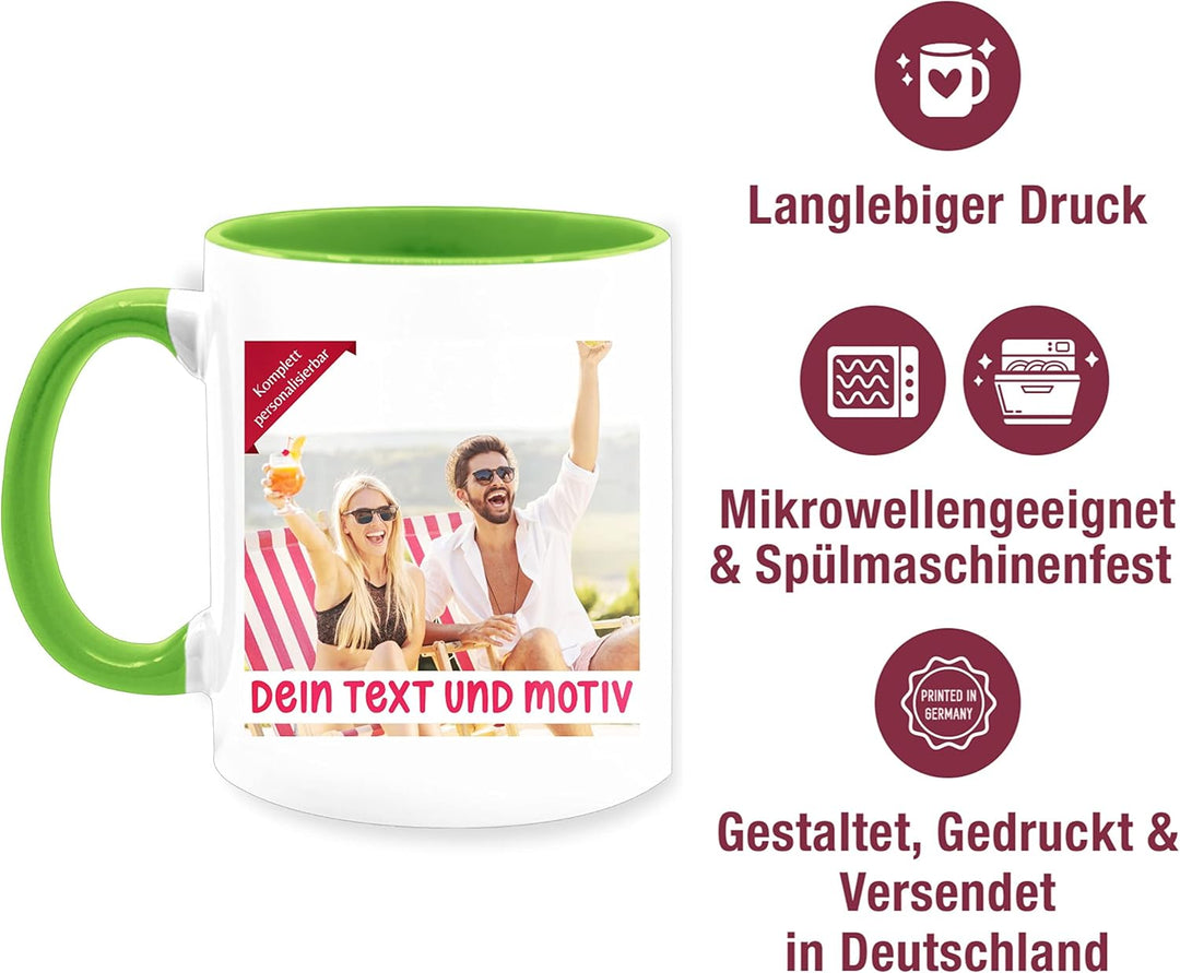 Tasse Tassen 325ml - eigenem Bild - Eigenes Foto Geschenk I - 325 ml - Hellgrün - selbst gestaltet f