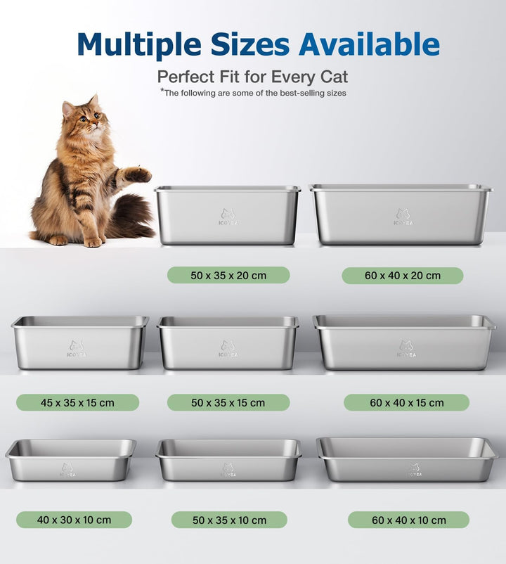 Edelstahl Katzenklo, Grosse Katzentoilette, XXL Katzentoilette Edelstahl Offen, Metall Katzenklo für