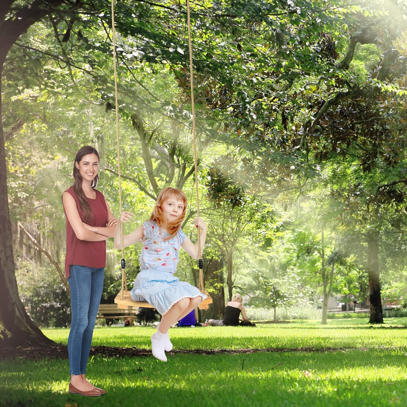 Holzschaukel Outdoor für Kinder und Erwachsene,Holz Schaukelsitz mit höhenverstellbarem Seil, Garten