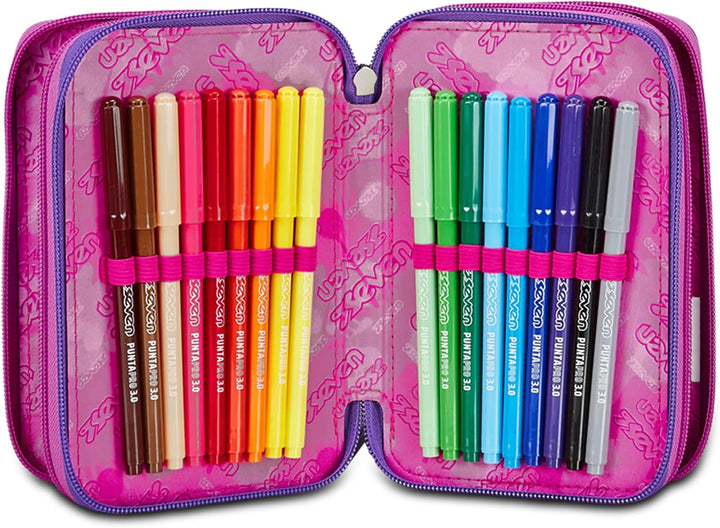 Seven Federmäppchen, Mäppchen, Mehrfarbig, Federtasche für Schreibwaren, Etui mit Stiften, Kugelschr