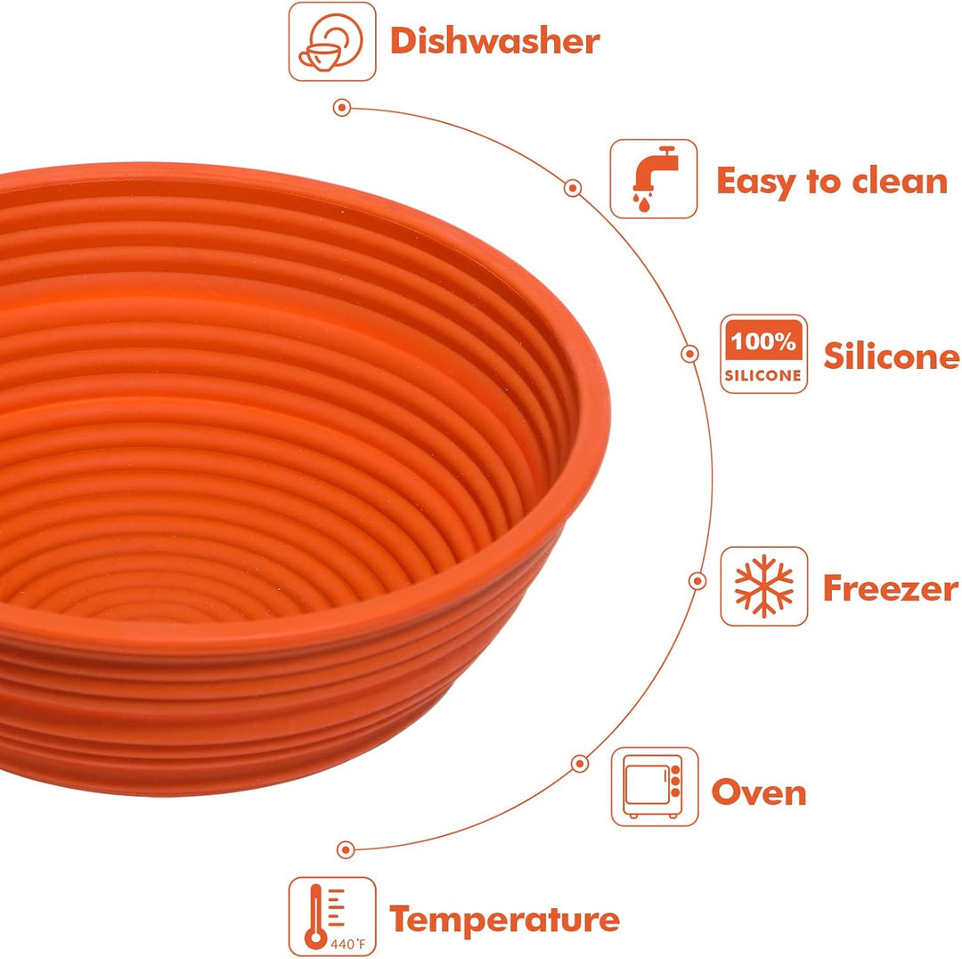 Webake Gärkörbchen Rund für Brot Silicone 23 cm Höhe 9 cm Garkorb Brot Gärkörbe zum Brotbacken Bread