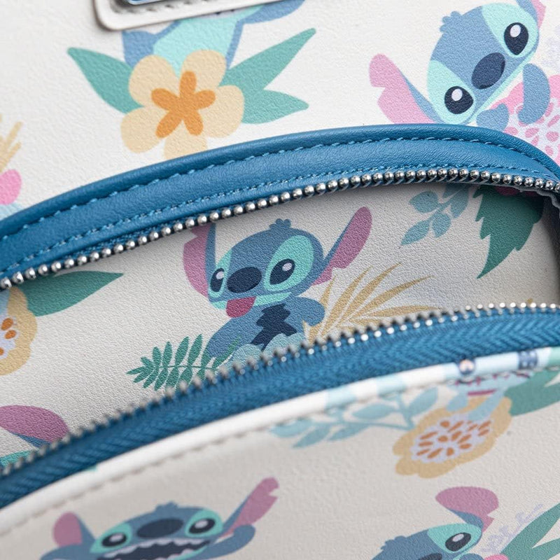 loungefly Disney Lilo & Stitch Hawaiian Flowers Stitch and Scrump AOP Double Strap Shoulder Bag Purs