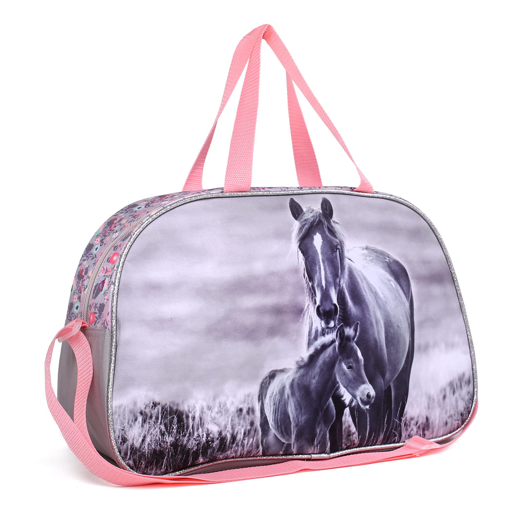 Sporttasche für Mädchen Pferde 40x25x13 cm Rose/Grau (20ko), Rose/Grau (20ko)