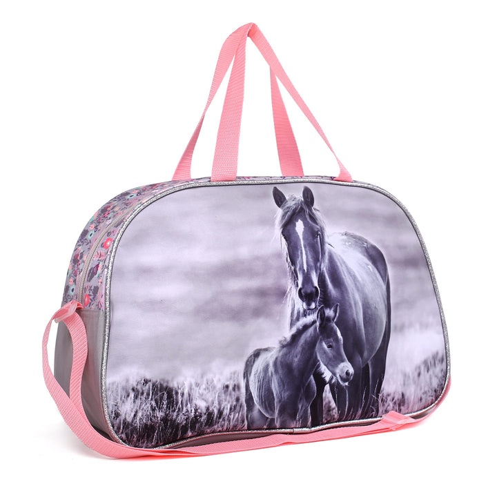 Sporttasche für Mädchen Pferde 40x25x13 cm Rose/Grau (20ko), Rose/Grau (20ko)