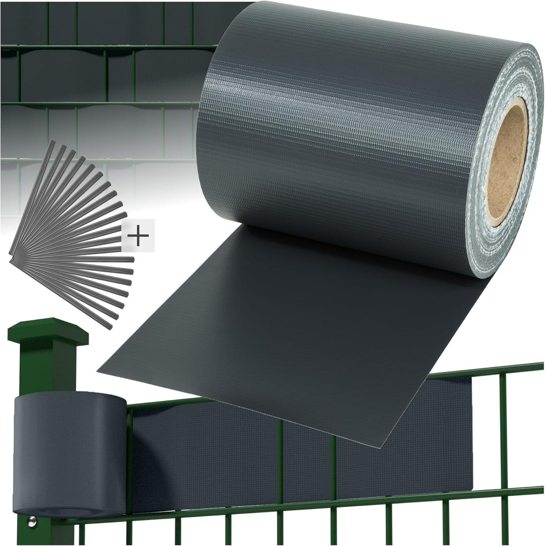 TecTake PVC Sichtschutzfolie Sichtschutzstreifen inkl. Befestigungsclips 450g/m² - Diverse Modelle -