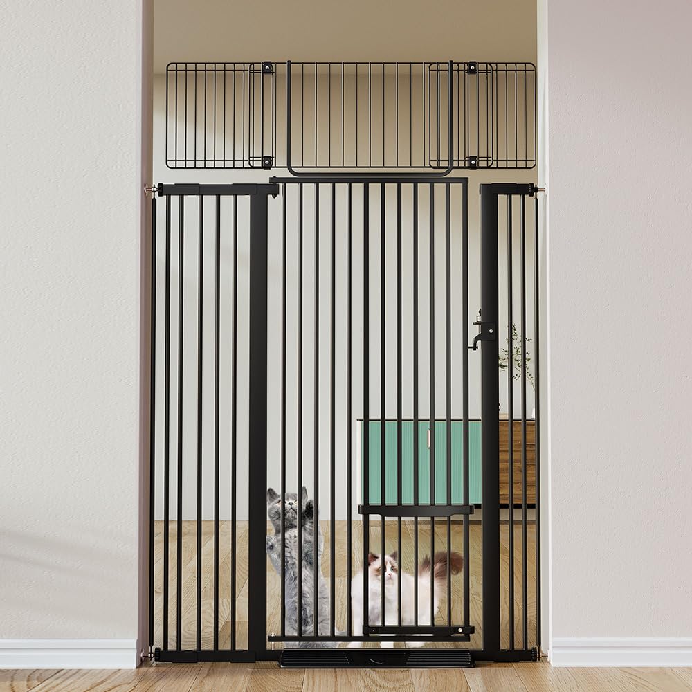 COMOMY 180 cm Extra Hoch Türgitter Katze/Hund, 75-110 cm Extra Breit Türschutzgitter mit Verstellbar