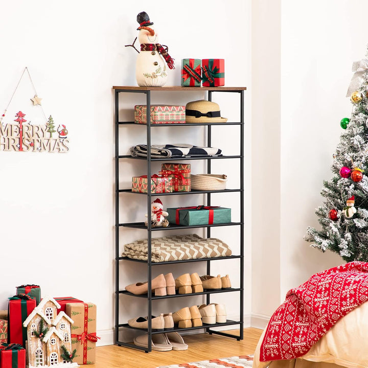 HOOBRO Schuhregal, 8-stöckige hoch Schuhschrank, Gro schmal Schuhablage, 21-28 Paar Schuhe, Stabil,