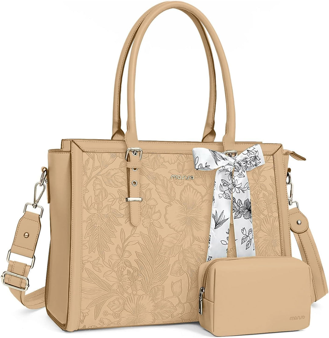 MOSISO Laptop Tasche für Frauen,17,3 Zoll PU Leder Tote Bag Kompatibel mit MacBook,HP,Dell,Asus Note