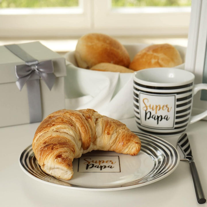 Teller Super Papa Streifen 21cm | Teller | GEDA | GEDA LABELS | Vatertag | Papa | Frühstück | Desser