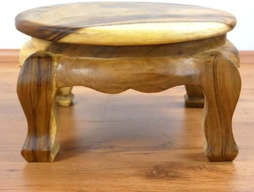 livasia Runder Opiumtisch, Beistelltisch, Massivholztisch, Nachttisch, Podest Natur 40cm, Natur 40cm