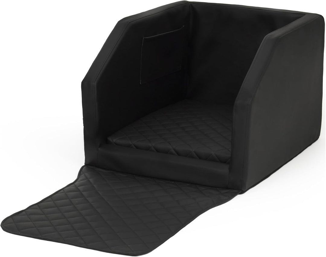 Autohundebett Hunde-Autositz Hundebett f. Rückbank Hundesitz Anschnallgurt 55x70 (Farbe: schwarz), s