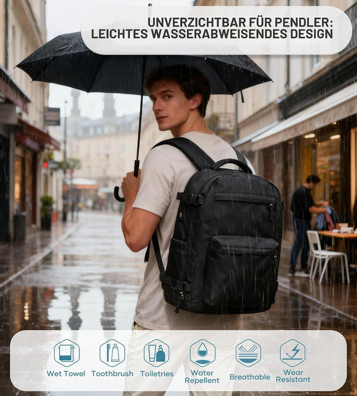BOXSAM Vakuum Rucksack Handgepäck Flugzeug Tasche Airbag mit Vakuumsystem Reisen Tagesrucksack Ryana