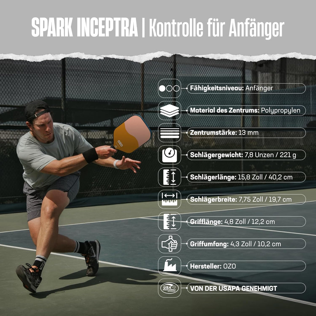 OZO Pickleball Kontroll Schläger für Anfänger Beginner Control Strawberry & Melon, Beginner Control