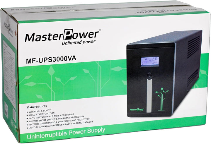Master U-Power SAI UPS 3000VA (1800W) – Unterbrechungsfreie Stromversorgung, Schutz gegen Stromausfä