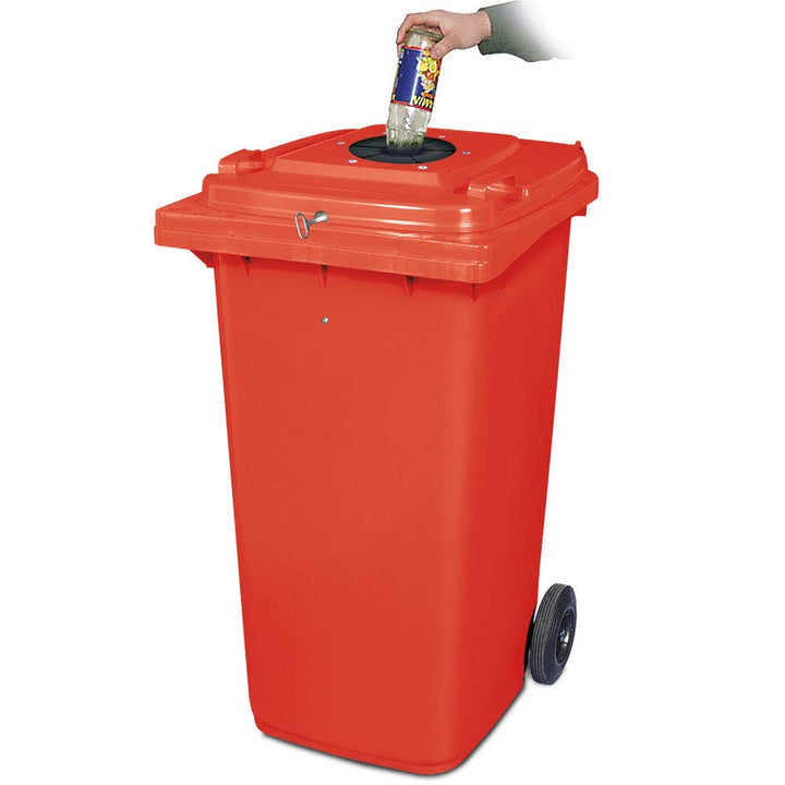 BRB 240 Liter Müllbehälter, Flascheneinwurf mit Gummirosette, abschliessbar mit Dreikantschlüssel (r