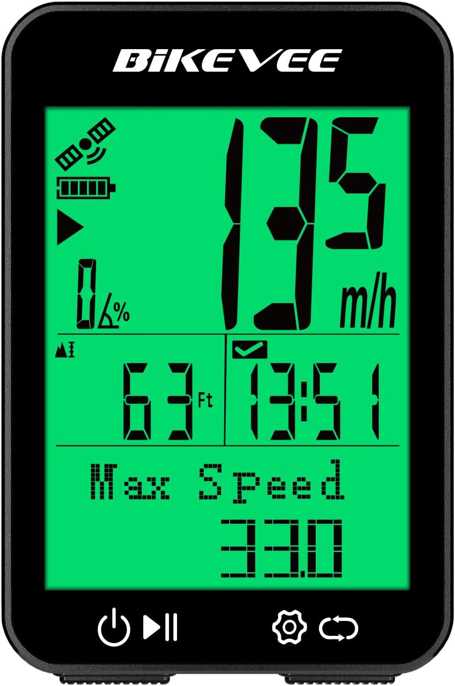 Fahrradcomputer GPS Kabellos Tacho Fahrrad IPX7 Wasserdicht 2,4 Zoll Display mit Temperatur Steigung
