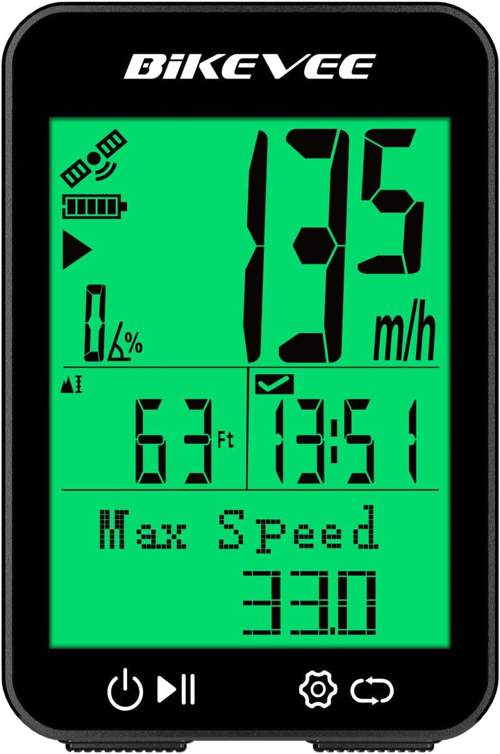 Fahrradcomputer GPS Kabellos Tacho Fahrrad IPX7 Wasserdicht 2,4 Zoll Display mit Temperatur Steigung