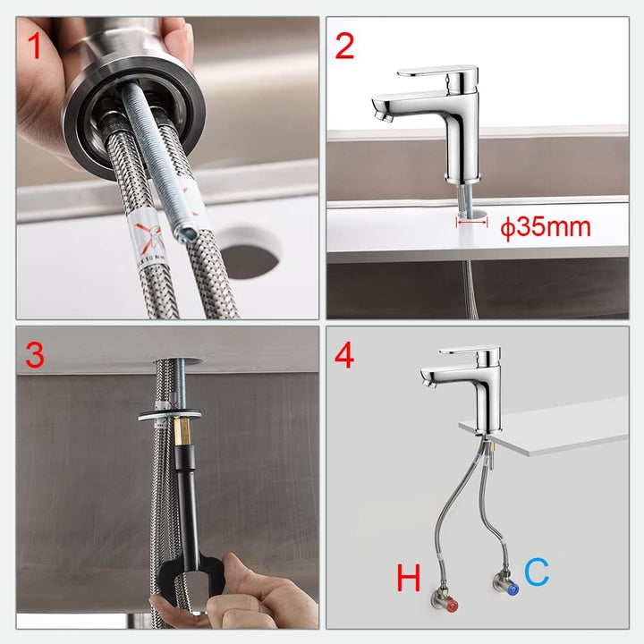 GRIFEMA BERLIN-G11004 | Badarmatur - Bad Wasserhahn, G3/8'' Anschlüsse | Einhebel - Waschtischmische