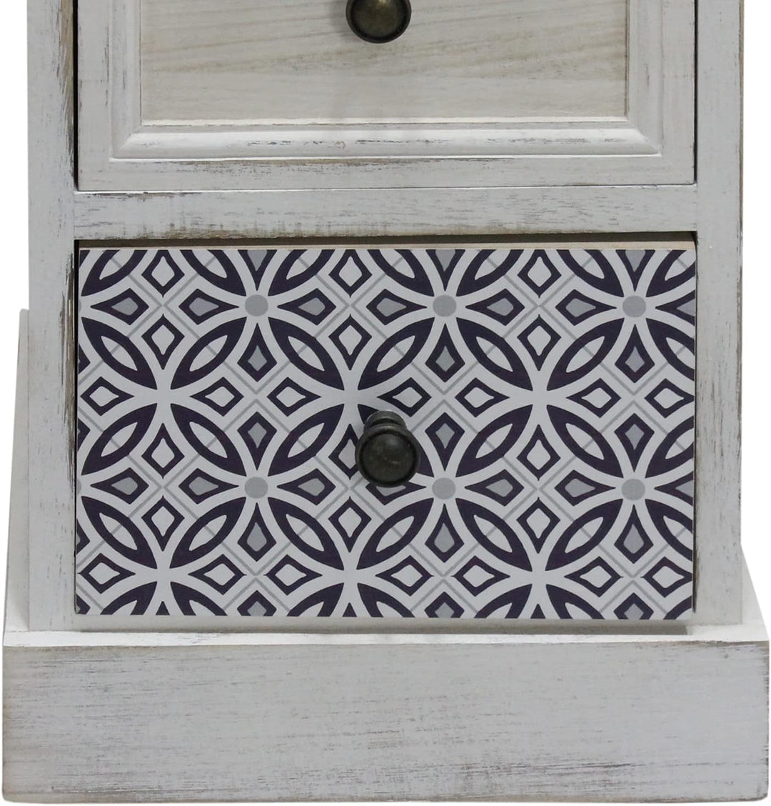 Rebecca Mobili Zusammengebaute Kommode mit Schubfächern, Schmaler Nachttisch MDF Holz, Weiss Grau, 4