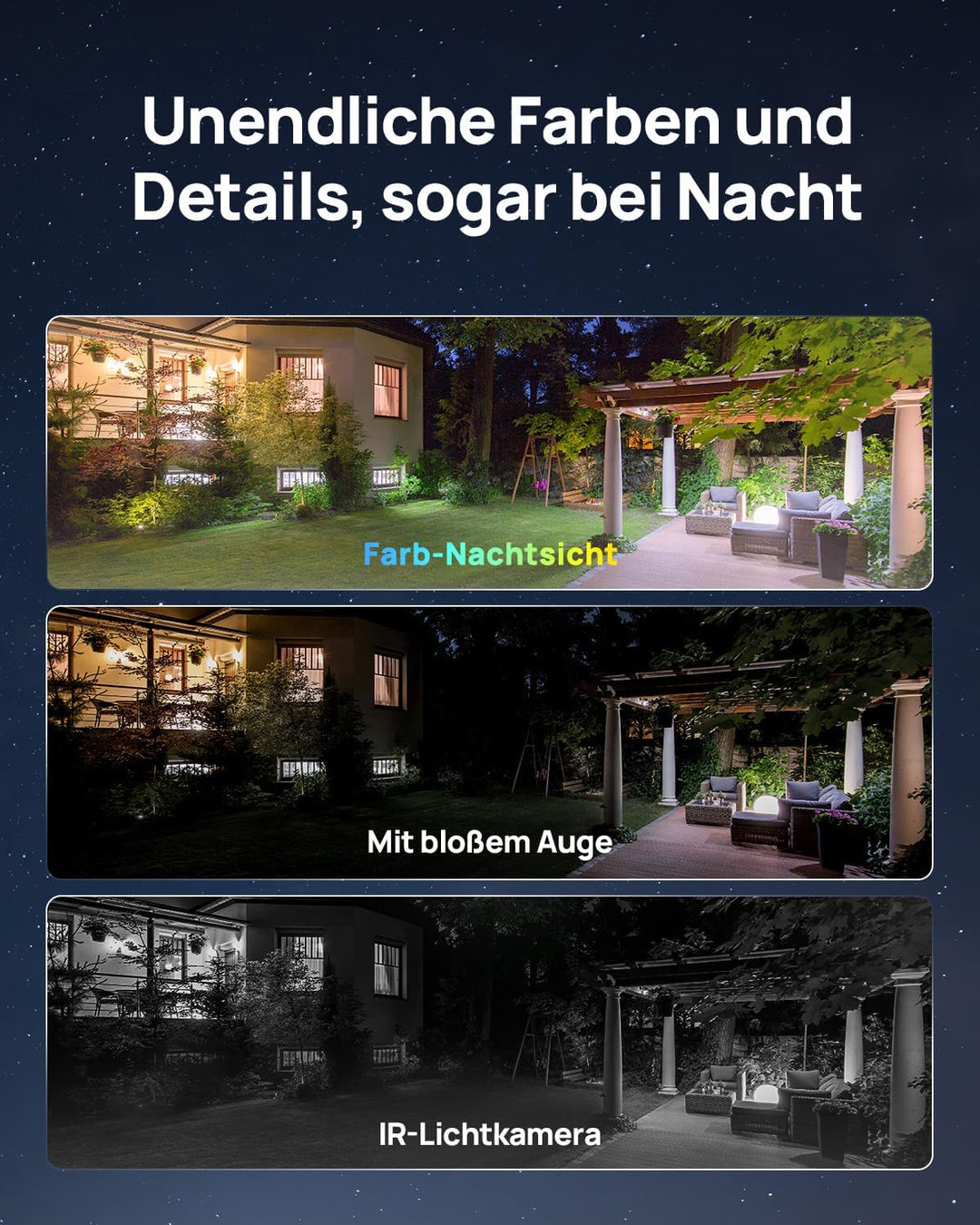 Anona Aurora 4K Solar Überwachungsset (4er-Pack) für Aussen, kabellos, 8MP Farb-Nachtsicht, 24/7-AOV