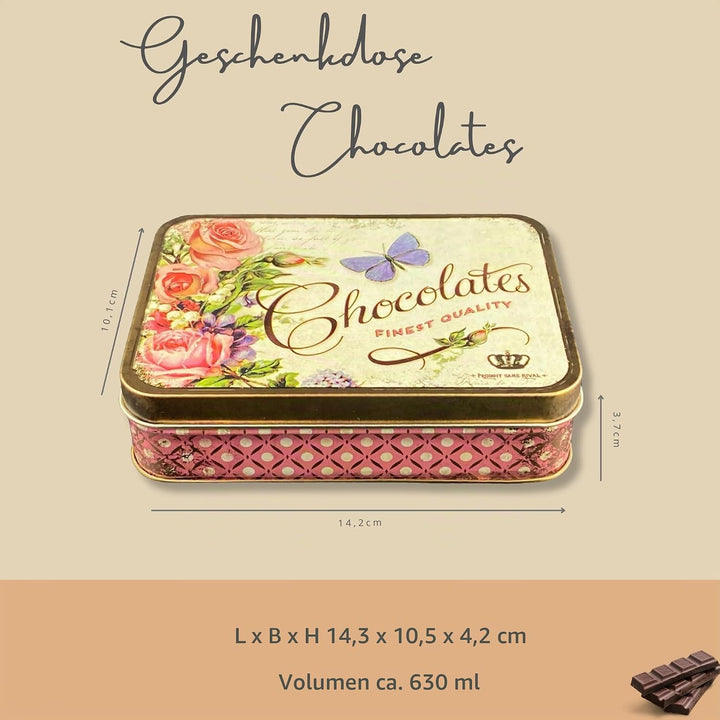 MediMuc Geschenkdose Design Nostalgia - Liebevoll gestaltete rechteckige Bonbondose - Motiv Chocolat