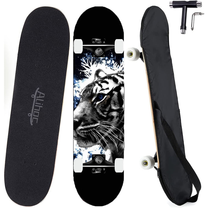 31-Zoll-Standard-Skateboard, 7 Lagen Ahorn-Board-Oberfläche, geeignet für Kinder, Jugendliche, Erwac