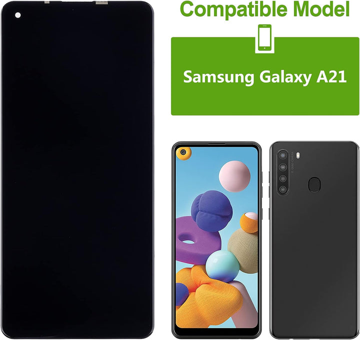 SwarKing LCD Display kompatibel mit Samsung Galaxy A21 Touch Screen Digitizer (Schwarz ohne Rahmen)