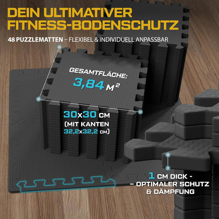 TREX SPORT Bodenschutzmatte Steckmatten TX-010PM | 24/48 Stück Schaumstoffmatten 1 cm dick, rutschfe