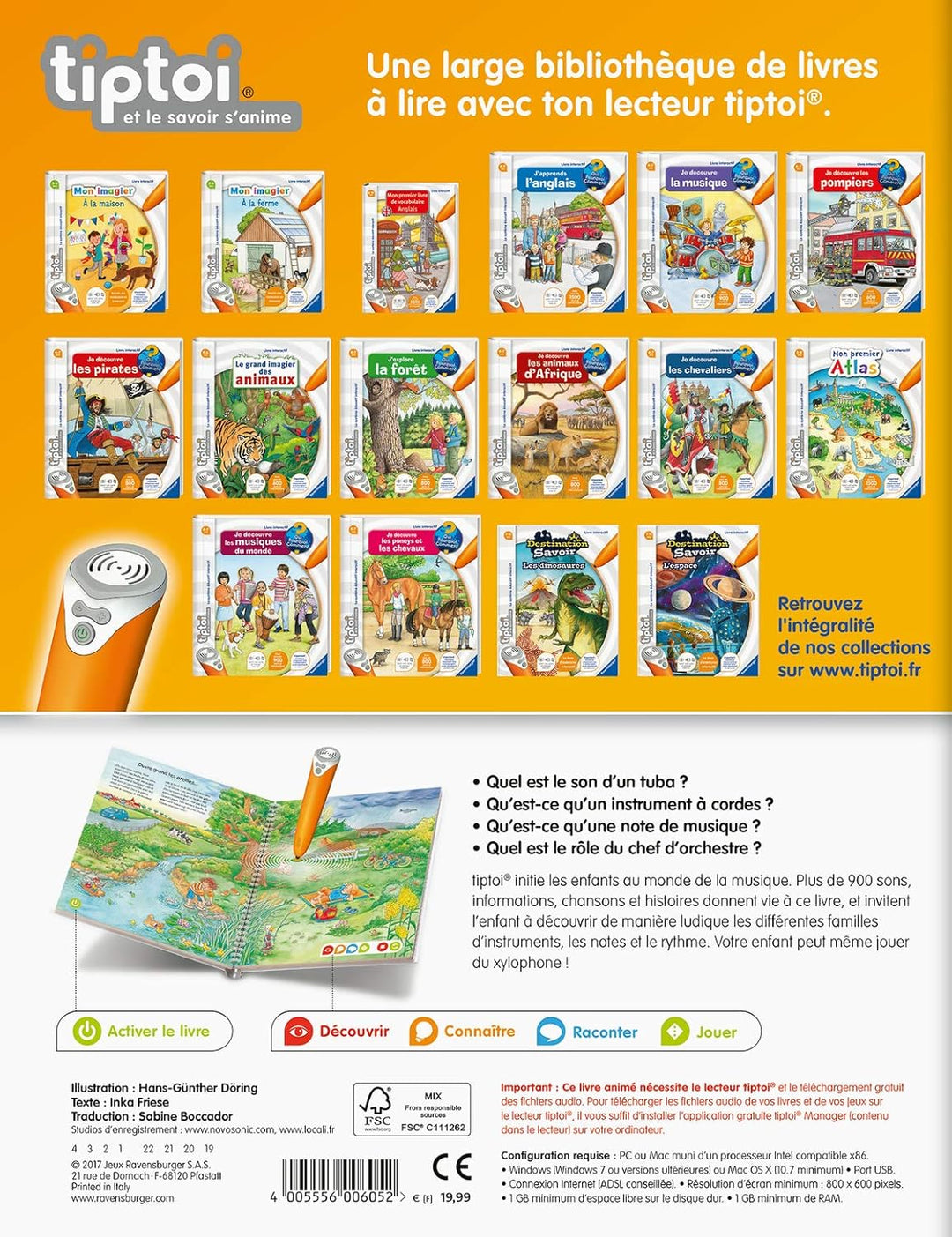 Ravensburger - 00605 - Jeu Éducatif Électronique - Tiptoi - Livre - Je Découvre la Musique