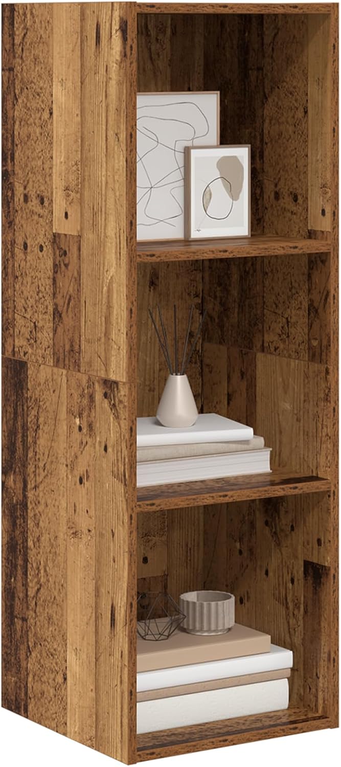 vidaXL TV-Schränk mit Regal Wandmontiert mit Speicher Altholz 37 x 37 x 107 cm Holzwerkstoff 107 cm