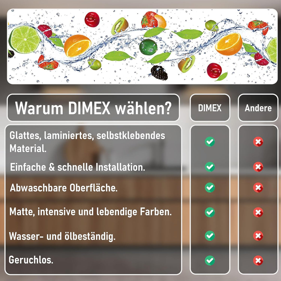 DIMEX Küchenrückwand Folie selbstklebend Obst | Klebefolie - Dekofolie - Spritzschutz für Küche | Pr