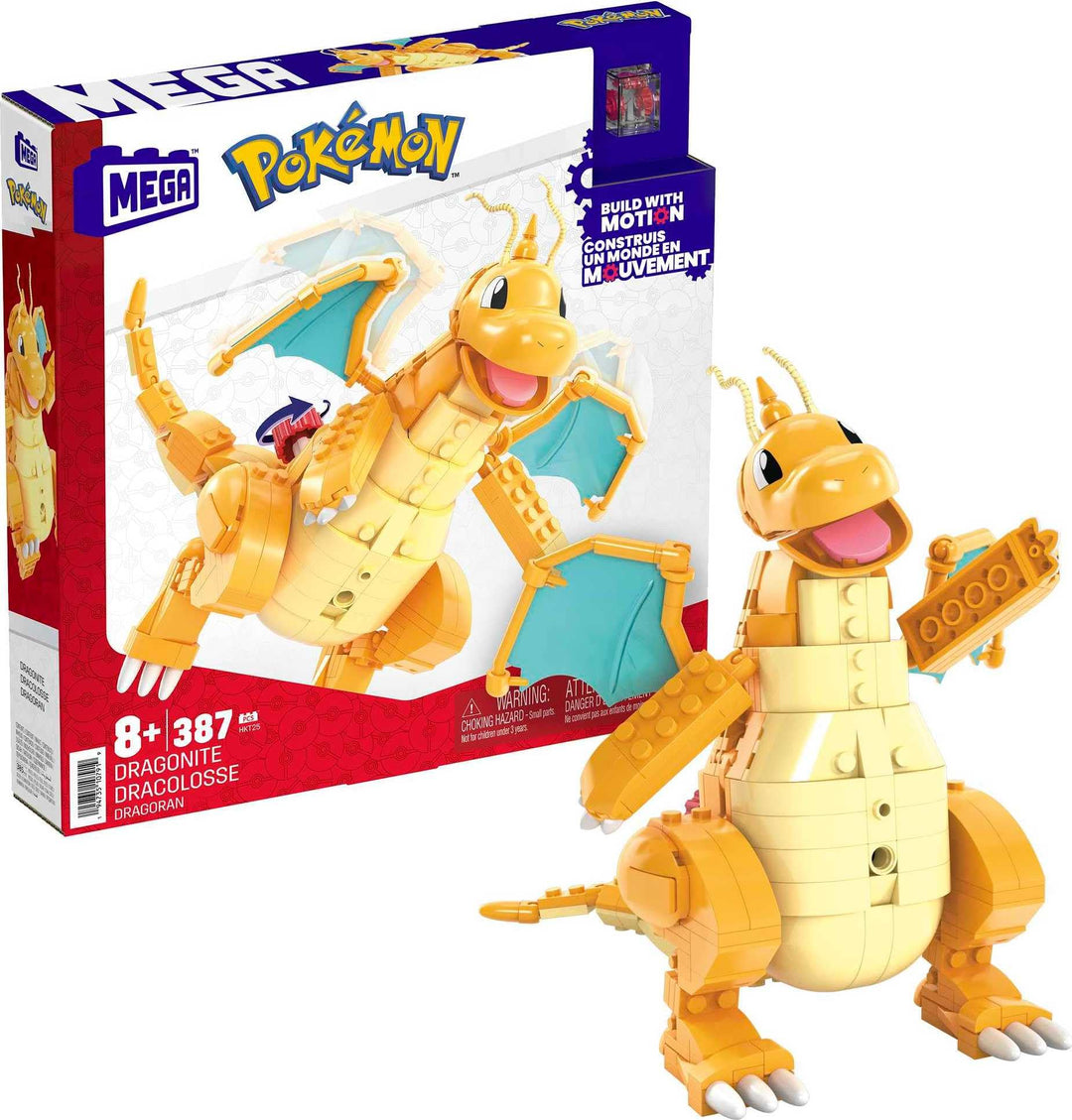 MEGA Pokémon Bauspielzeug für Kinder, bewegliche grosse Dragoran-Figur zum Zusammenbauen mit Bewegun