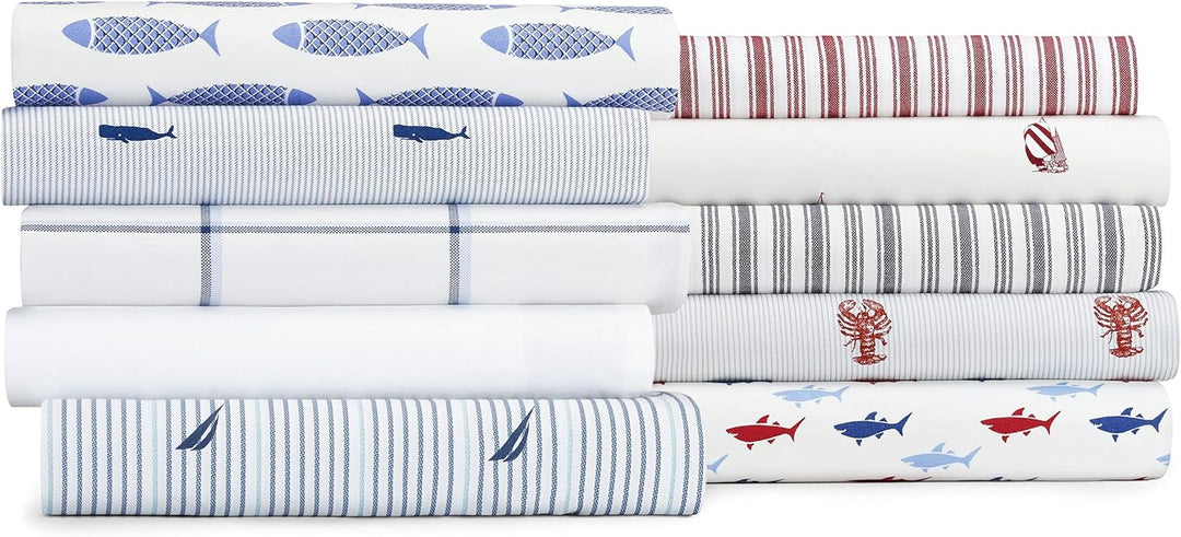 Nautica - Bettwäsche-Set für Doppelbett, Baumwollperkal, knackig und kühl, leicht und atmungsaktiv (