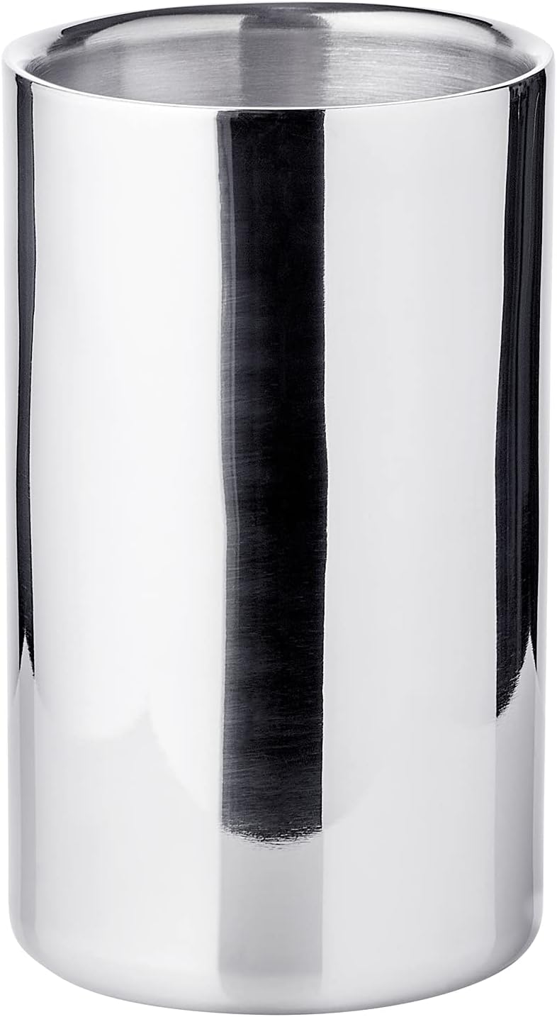 EDZARD Flaschenkühler Nebraska, Höhe 20 cm, Durchmesser 12 cm, für 1 Flasche, doppelwandig, Edelstah