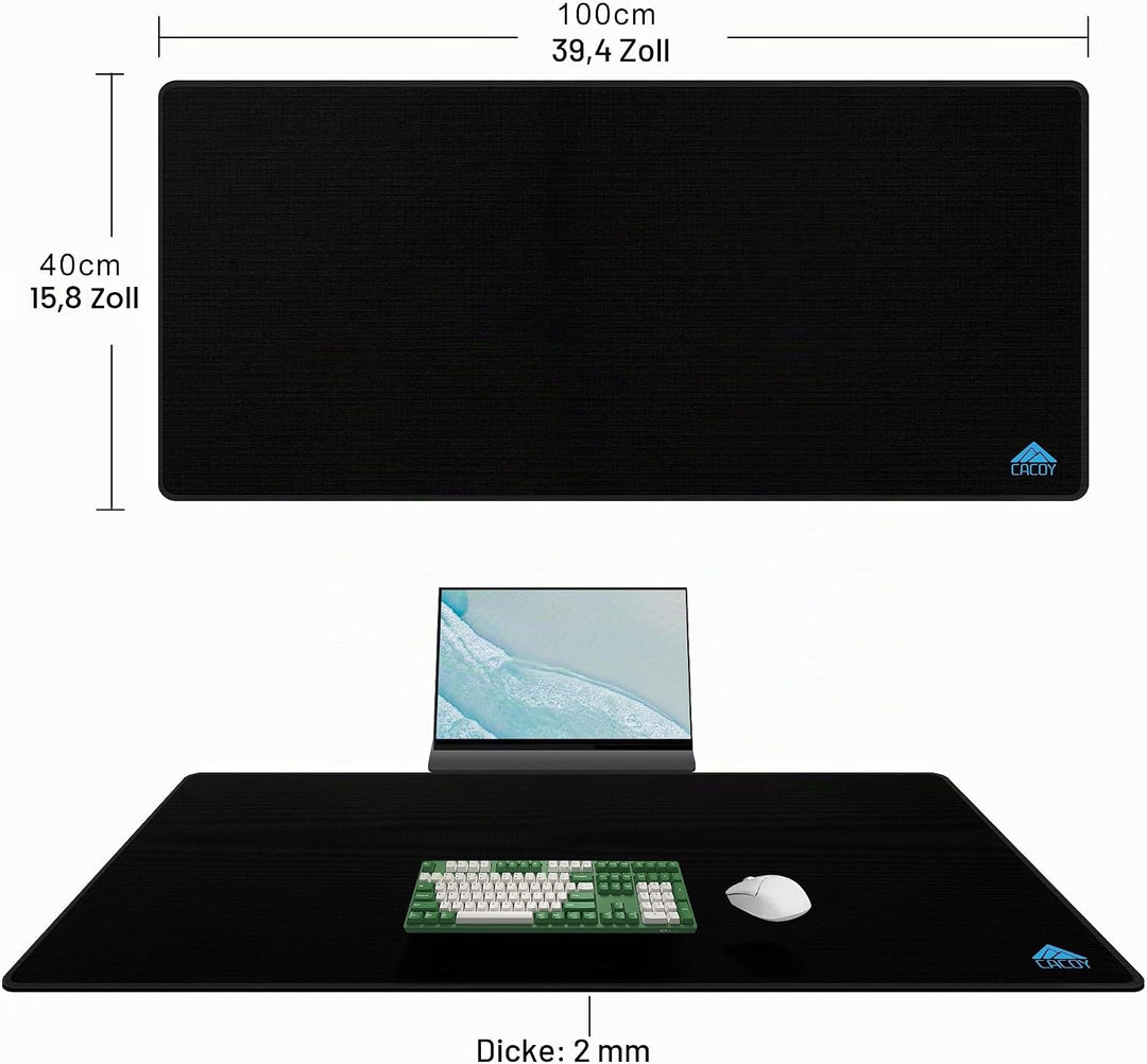 Cacoy 1000x400mm Grosses Gaming-Mauspad, Rutschfest Computer-Mauspad,Schwarz Schwarz 100 x 40 cm, Sc
