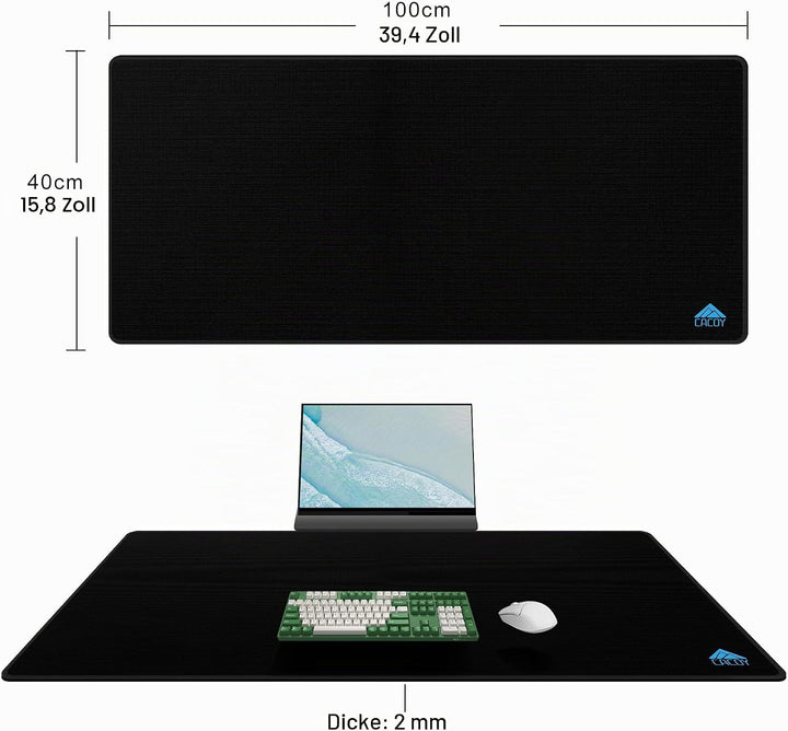 Cacoy 1000x400mm Grosses Gaming-Mauspad, Rutschfest Computer-Mauspad,Schwarz Schwarz 100 x 40 cm, Sc