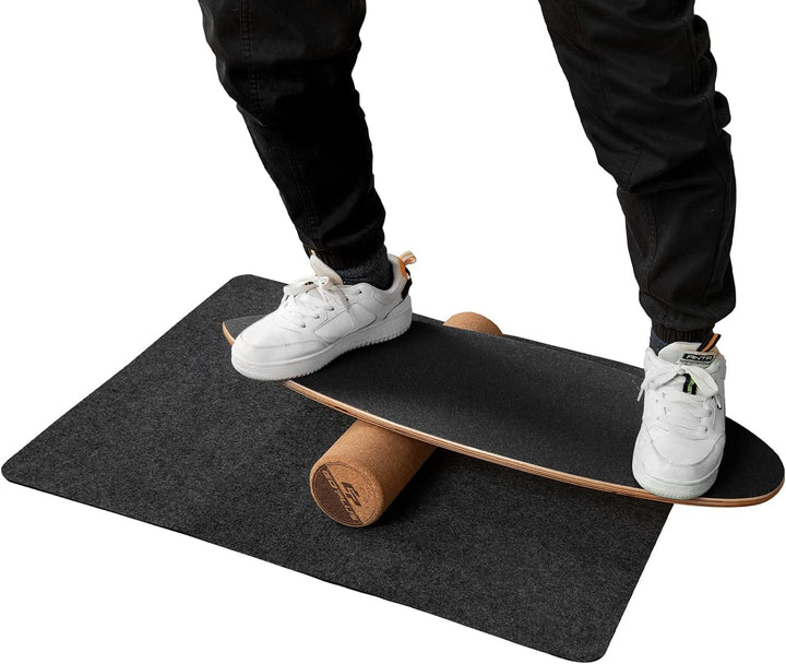 COSTWAY Balance Board aus Holz, Balancebrett, Balance Trainer Trickboard für zuhause, inkl. Korkroll
