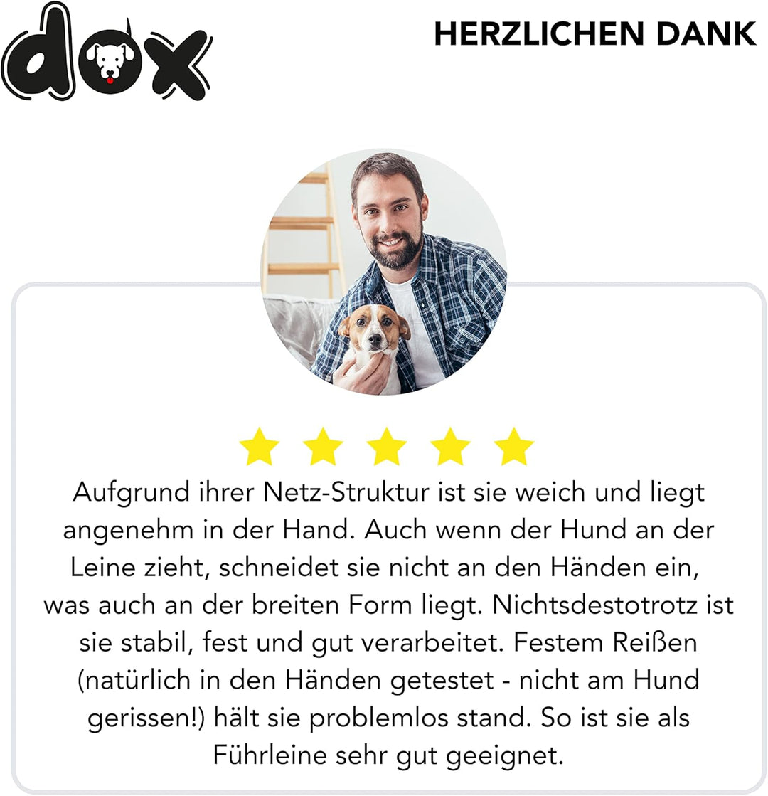 DDOXX Reflektierende Nylon Hundeleine - 2m, 3fach verstellbare Hundeleine für alle Hundegrössen - M