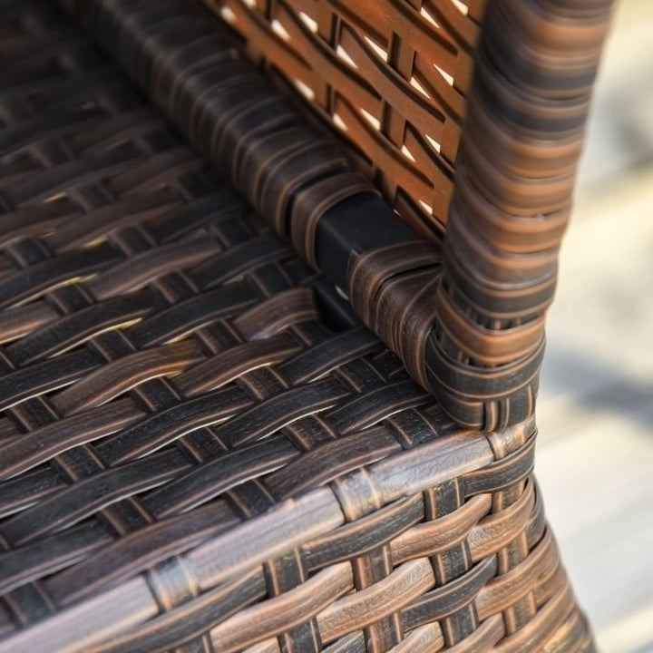 Outsunny Gartentisch Beistelltisch Sonnenschirmständer Gartenmöbel Terrasse Polyrattan Braun 54 x 54
