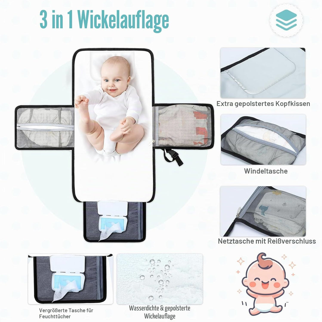 Lekebaby Wickelunterlage Wickelunterlage Tragbare Wickelunterlage Baby Reise Wickelunterlage mit Wis