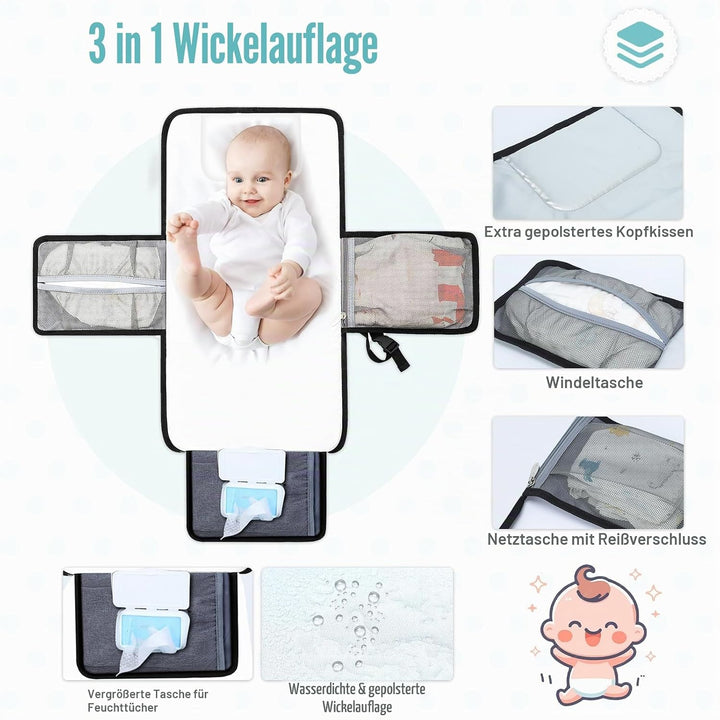 Lekebaby Wickelunterlage Wickelunterlage Tragbare Wickelunterlage Baby Reise Wickelunterlage mit Wis