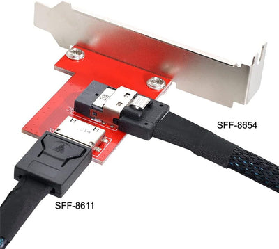 Xiwai PCI-Express 4.0 Slimline SAS SFF-8654 auf Oculink SFF-8611 SFF-8612 PCBA Buchse Adapter mit Ha