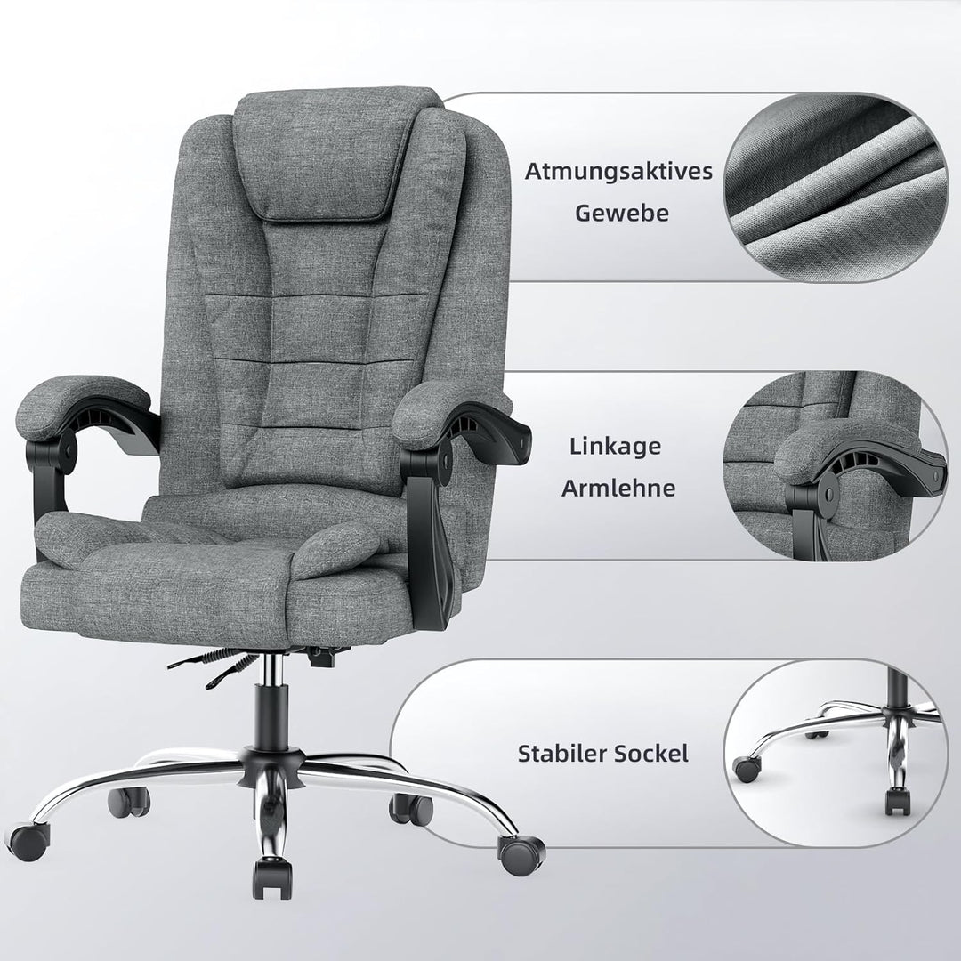 naspaluro Chefsessel Bürostuhl, Schreibtischstuhl, Ergonomisch, Computerstuhl mit Hoher Rückenlehne,