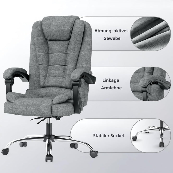 naspaluro Chefsessel Bürostuhl, Schreibtischstuhl, Ergonomisch, Computerstuhl mit Hoher Rückenlehne,